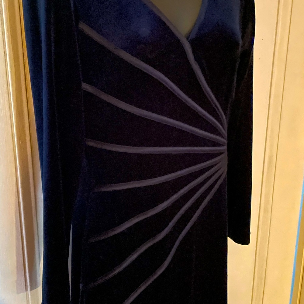 Tadashi Shoji Elegant Blue Velvet Evening Gown M